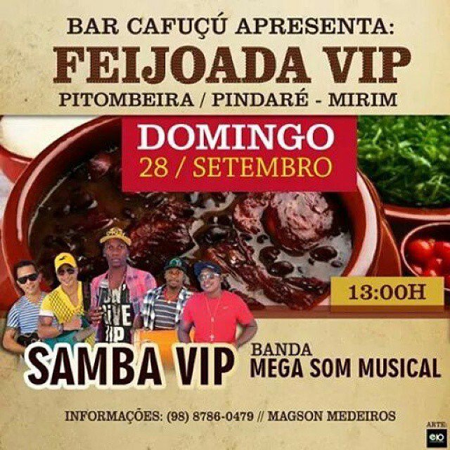 Banda Mega Som Musical e Samba Vip agitam a Feijoada Vip no Bar Cafuçú neste domingo em Pindaré – Mirim
