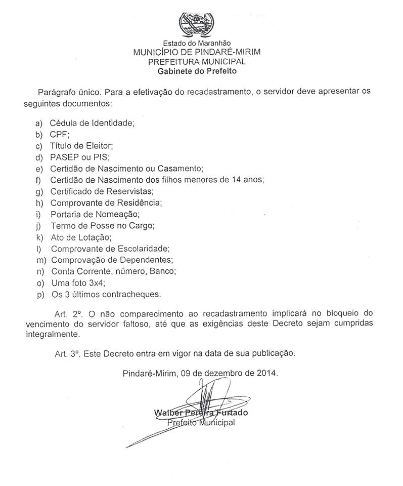 Atenção! Prefeitura de Pindaré convoca funcionários para recadastramento