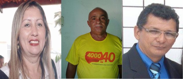 Aparecida Salgado (PDT), Belmiro Sousa (PSB) e Armando Paulo (PTC).
