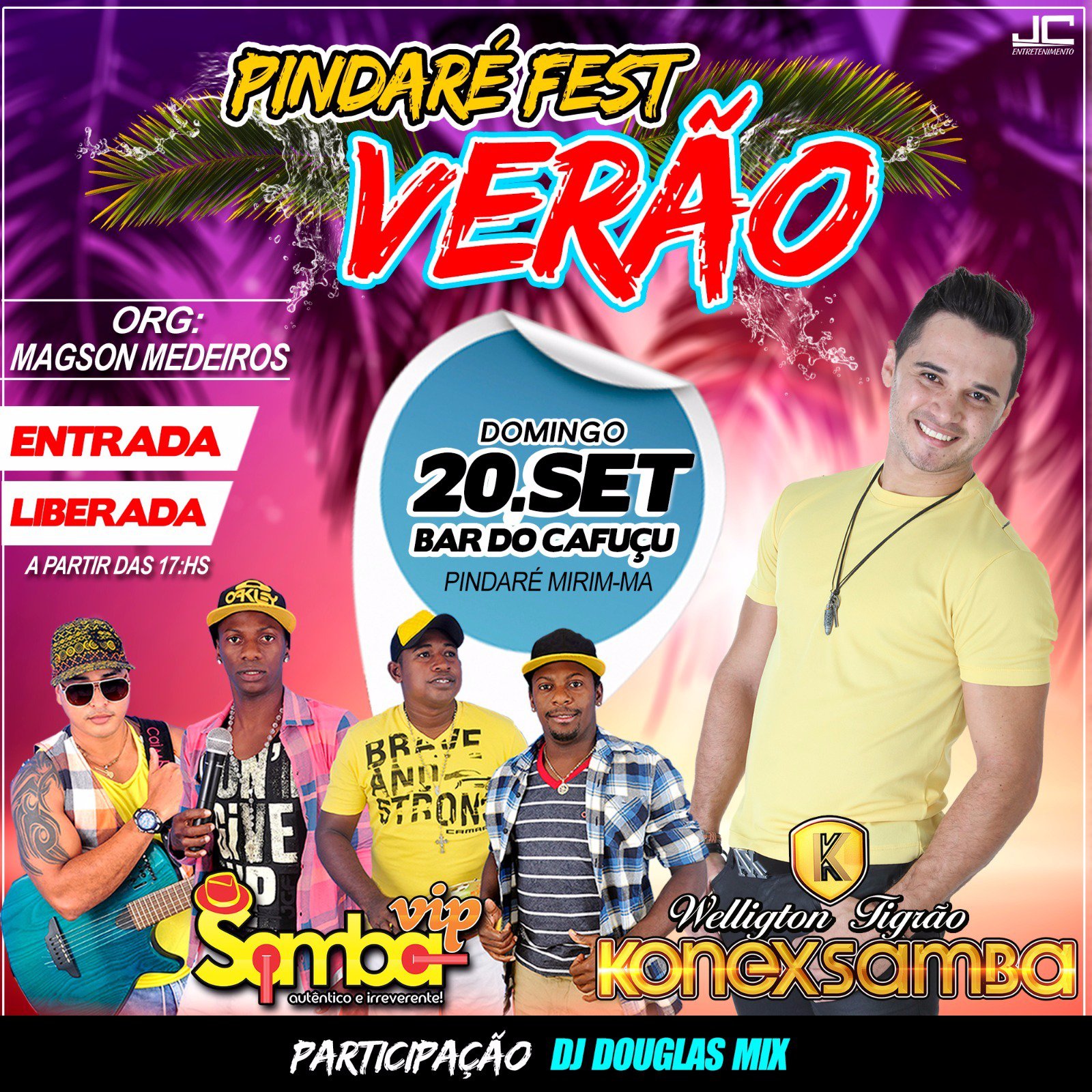 Alegria e agitação neste domingo no Pindaré Fest Verão com Konexsamba e Samba Vip