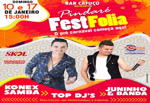 Carnaval 2016 – Neste domingo tem o Pindaré Fest Folia com Juninho e Banda e Konexsamba