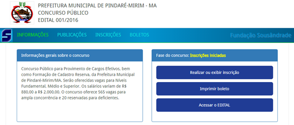 Prazo para as inscrições do Concurso Público de Pindaré Mirim encerra às 23h59 de hoje