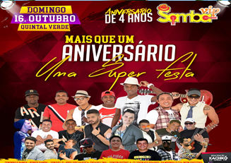 Amanhã tem a festa de 4 anos do Grupo Samba Vip, em Pindaré
