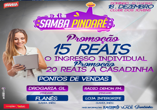 Dia 18 de dezembro acontece a festa ‘Samba Pindaré’