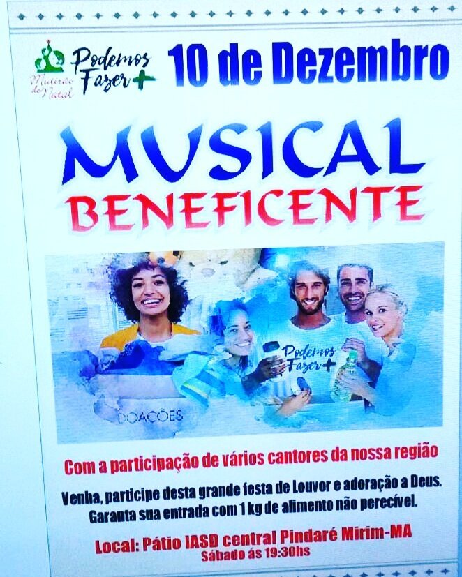 Igreja Adventista do 7º Dia promove o Musical Beneficente dia 10 de dezembro