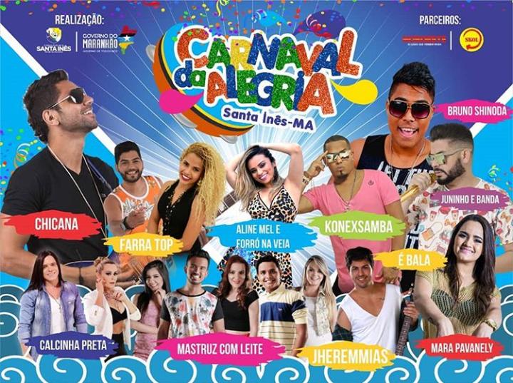 Prefeitura de Santa Inês divulga as atrações do Carnaval 2018