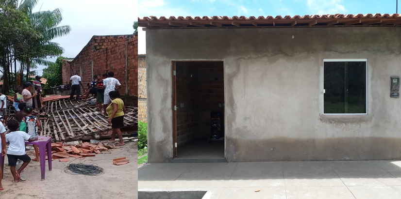 Após 22 dias, moradores reconstroem casa que desabou em Pindaré Mirim