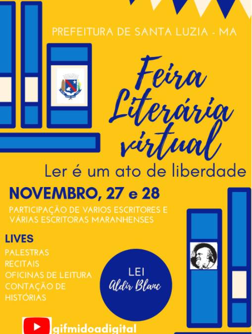 Feira Literária Virtual será realizada nesta sexta(27) e sábado(28) em Santa Luzia
