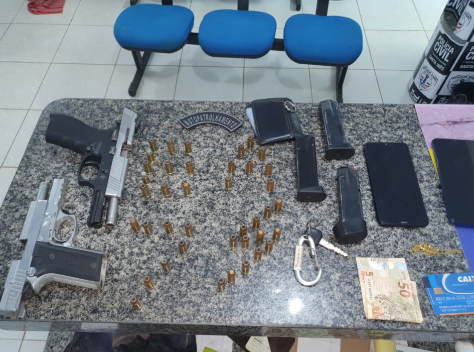 Polícia Militar prende no centro de Pindaré Mirim indivíduos com duas pistolas e 40 munições intactas