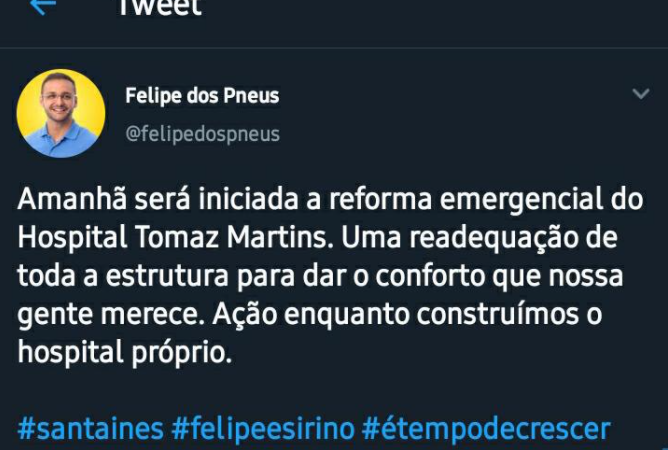 Prefeito Felipe dos Pneus anuncia reforma emergencial de hospital provisório em Santa Inês