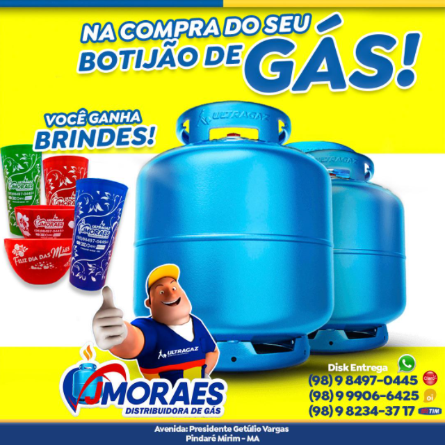 JMoraes Distribuidora de Gás se destaca em Pindaré Mirim e a cada compra o cliente ganha brindes